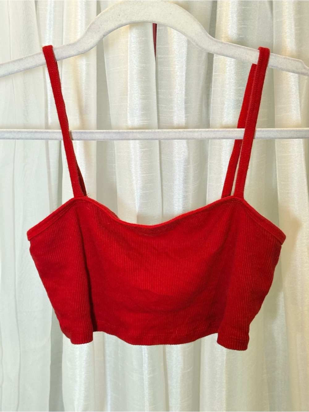 TNA Red Ribbed Cropped Camisole